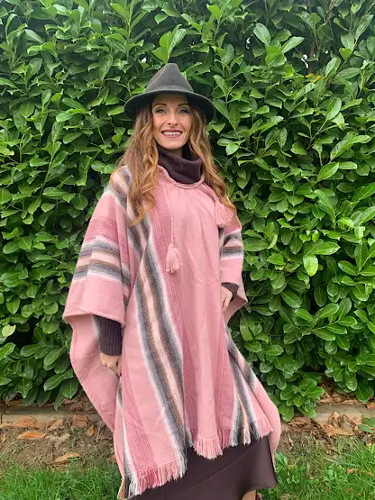 Baby Pink Alpaca Llama Wool Poncho