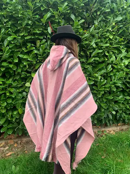 Baby Pink Alpaca Llama Wool Poncho1