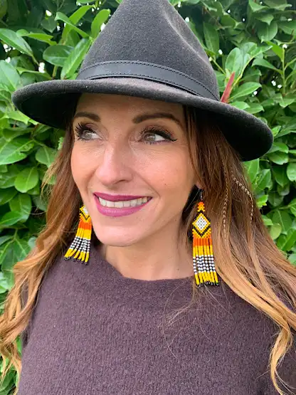 Noke Koî Glass Beaded Earrings yelloworange