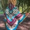 Peruvian Alpaca Poncho blue