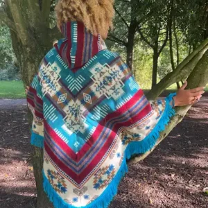 Peruvian Alpaca Poncho blue