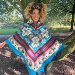Peruvian Alpaca Poncho blue1