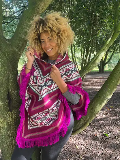 Peruvian Alpaca Poncho pink