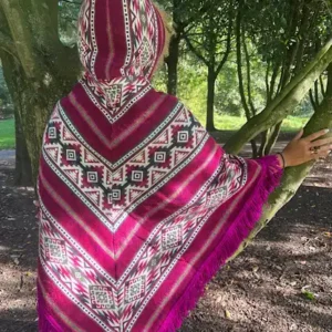Peruvian Alpaca Poncho pink1
