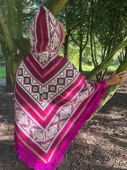 Peruvian Alpaca Poncho pink1