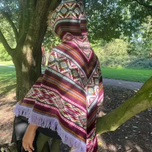 Peruvian Alpaca Poncho purple1