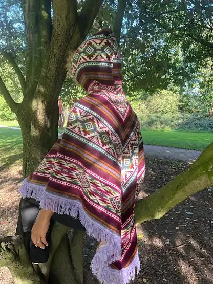 Peruvian Alpaca Poncho purple1