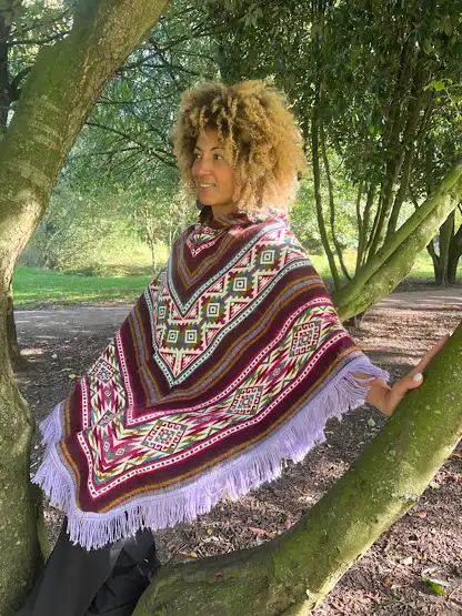 Peruvian Alpaca Poncho purple1