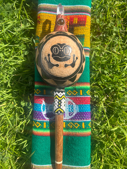 Frog Gourd Rattle - white