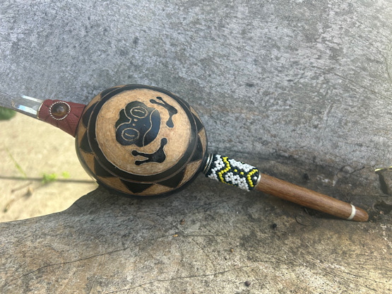 Frog Gourd Rattle - white