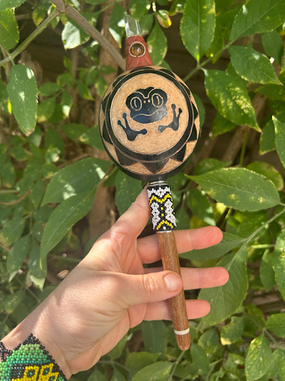Frog Gourd Rattle - white
