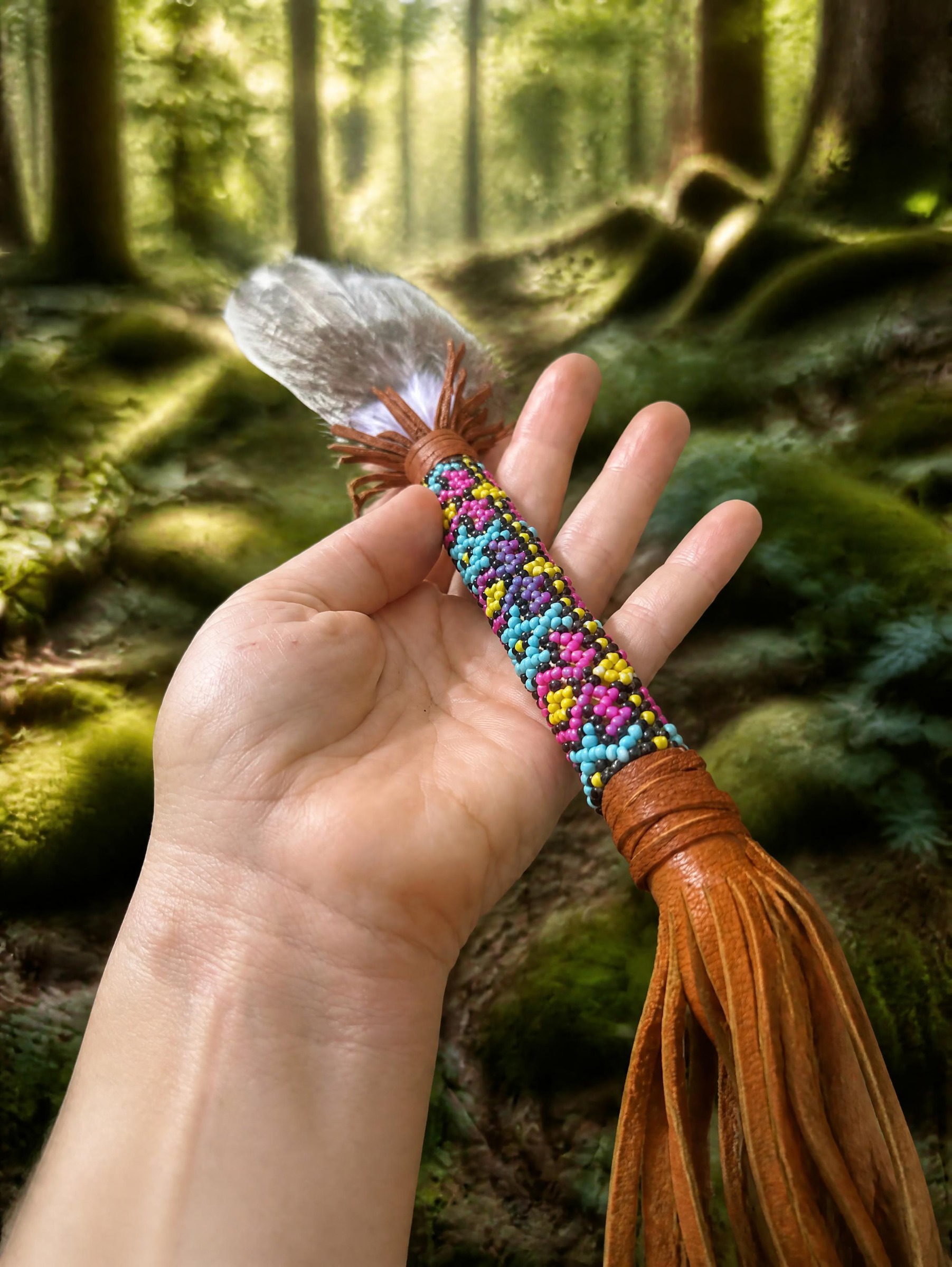Shipibo Owl Smudge Feather - Image 6