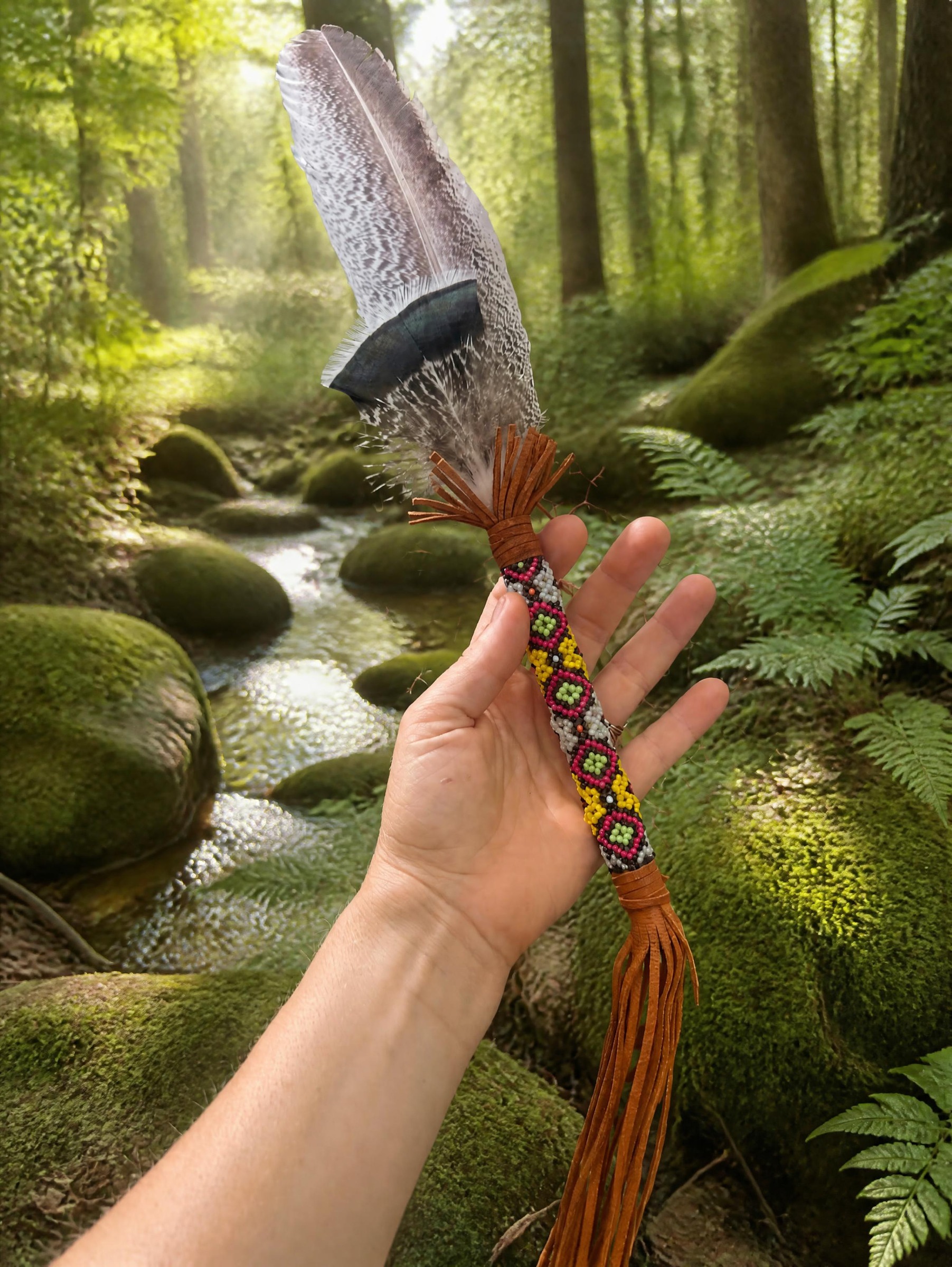 Shipibo Owl Smudge Feather - Image 7